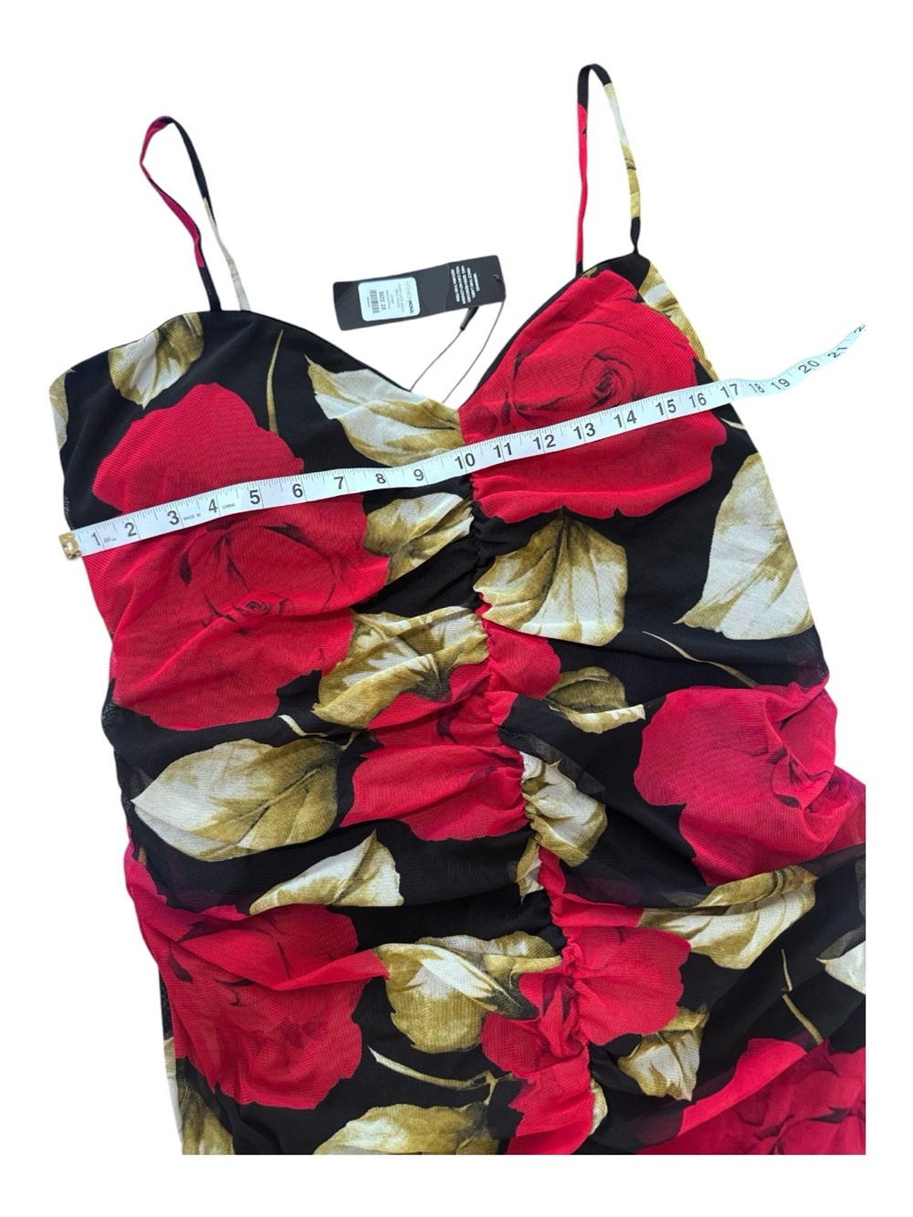 Fashion Nova Black Mini Dress with Bold Red Rose Print - Picture 5 of 9